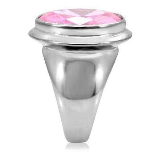 High polished (no plating) Stainless Steel Ring with AAA Grade CZ  in Rose