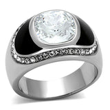 High polished (no plating) Stainless Steel Ring with Top Grade Crystal  in Clear