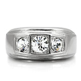 High polished (no plating) Stainless Steel Ring with Top Grade Crystal  in Clear