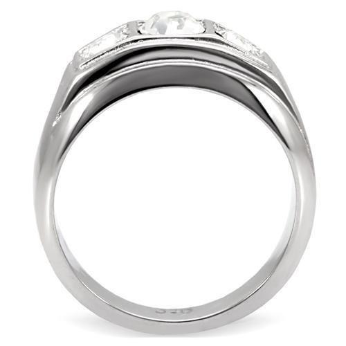High polished (no plating) Stainless Steel Ring with Top Grade Crystal  in Clear