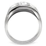 High polished (no plating) Stainless Steel Ring with Top Grade Crystal  in Clear