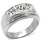 High polished (no plating) Stainless Steel Ring with Top Grade Crystal  in Clear