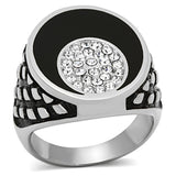 High polished (no plating) Stainless Steel Ring with Top Grade Crystal  in Clear