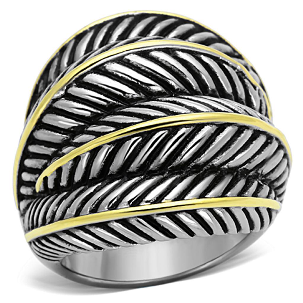 Two-Tone IP Gold (Ion Plating) Stainless Steel Ring with Epoxy  in Jet