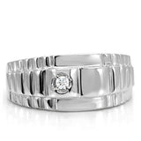 High polished (no plating) Stainless Steel Ring with AAA Grade CZ  in Clear
