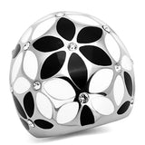 High polished (no plating) Stainless Steel Ring with Top Grade Crystal  in Clear