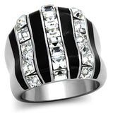 High polished (no plating) Stainless Steel Ring with Top Grade Crystal  in Clear