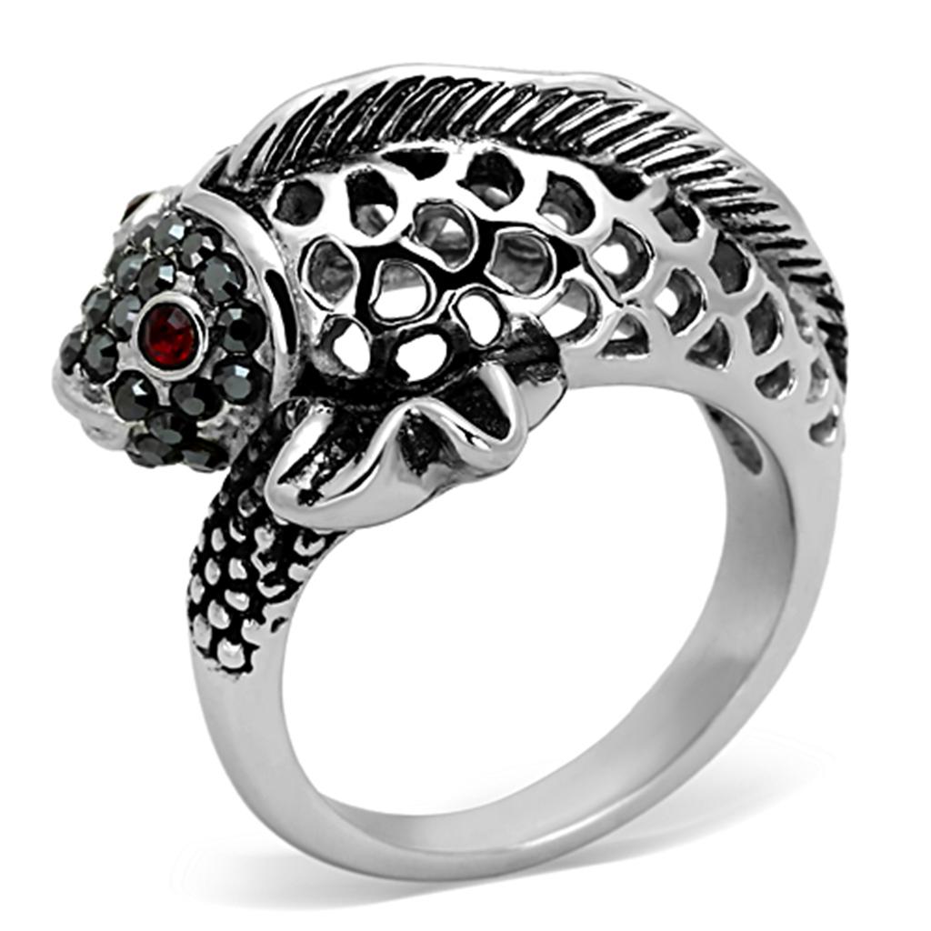 High polished (no plating) Stainless Steel Ring with Top Grade Crystal  in Siam