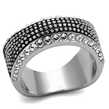 High polished (no plating) Stainless Steel Ring with Top Grade Crystal  in Clear