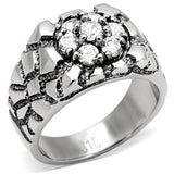 High polished (no plating) Stainless Steel Ring with AAA Grade CZ  in Clear