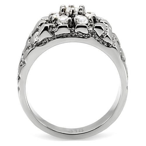 High polished (no plating) Stainless Steel Ring with AAA Grade CZ  in Clear