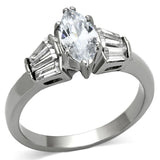 High polished (no plating) Stainless Steel Ring with AAA Grade CZ  in Clear