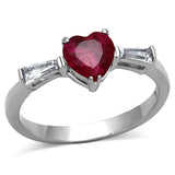 High polished (no plating) Stainless Steel Ring with AAA Grade CZ  in Ruby
