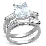 High polished (no plating) Stainless Steel Ring with AAA Grade CZ  in Clear