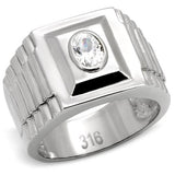 High polished (no plating) Stainless Steel Ring with AAA Grade CZ  in Clear