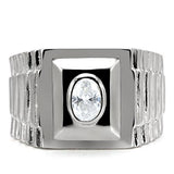 High polished (no plating) Stainless Steel Ring with AAA Grade CZ  in Clear