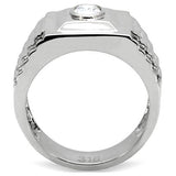 High polished (no plating) Stainless Steel Ring with AAA Grade CZ  in Clear