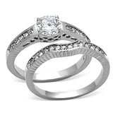 High polished (no plating) Stainless Steel Ring with AAA Grade CZ  in Clear