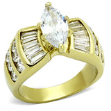 IP Gold(Ion Plating) Stainless Steel Ring with AAA Grade CZ  in Clear