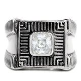 High polished (no plating) Stainless Steel Ring with AAA Grade CZ  in Clear