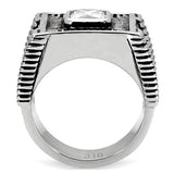High polished (no plating) Stainless Steel Ring with AAA Grade CZ  in Clear