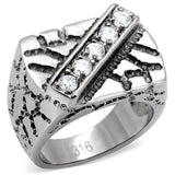 High polished (no plating) Stainless Steel Ring with AAA Grade CZ  in Clear