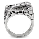 High polished (no plating) Stainless Steel Ring with AAA Grade CZ  in Clear