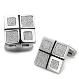 High polished (no plating) Stainless Steel Cufflink with Epoxy  in Jet