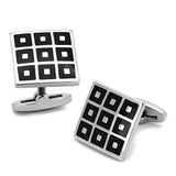 High polished (no plating) Stainless Steel Cufflink with Epoxy  in Jet