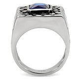 High polished (no plating) Stainless Steel Ring with Synthetic Synthetic Glass in Montana