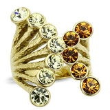 IP Gold(Ion Plating) Stainless Steel Ring with Top Grade Crystal  in Multi Color