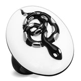 Two-Tone IP Black Stainless Steel Ring with Epoxy  in White