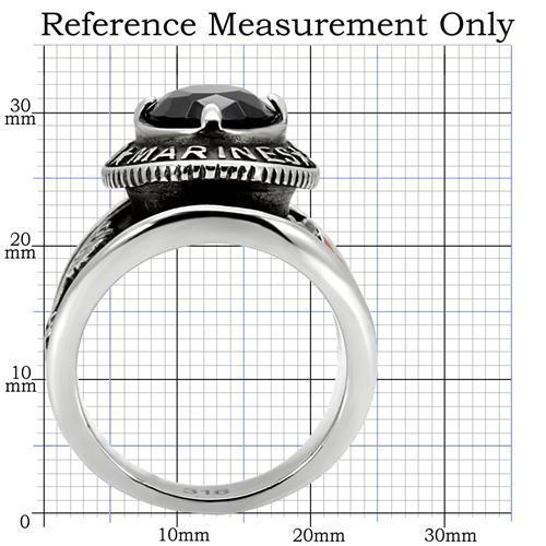 High-Polished Stainless Steel Marines Ring with Montana Blue Synthetic Glass