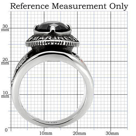 High-Polished Stainless Steel Marines Ring with Montana Blue Synthetic Glass