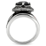 High-Polished Stainless Steel Marines Ring with Montana Blue Synthetic Glass