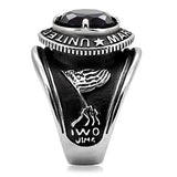 High-Polished Stainless Steel Marines Ring with Montana Blue Synthetic Glass