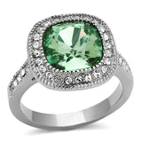 High polished (no plating) Stainless Steel Ring with Top Grade Crystal  in Emerald