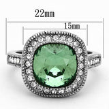 High polished (no plating) Stainless Steel Ring with Top Grade Crystal  in Emerald