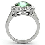 High polished (no plating) Stainless Steel Ring with Top Grade Crystal  in Emerald
