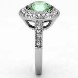 High polished (no plating) Stainless Steel Ring with Top Grade Crystal  in Emerald