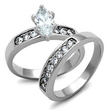 High polished (no plating) Stainless Steel Ring with AAA Grade CZ  in Clear