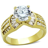 IP Gold(Ion Plating) Stainless Steel Ring with AAA Grade CZ  in Clear