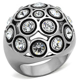 High polished (no plating) Stainless Steel Ring with Top Grade Crystal  in Clear
