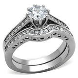 High polished (no plating) Stainless Steel Ring with AAA Grade CZ  in Clear