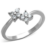 High polished (no plating) Stainless Steel Ring with AAA Grade CZ  in Clear