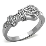 High polished (no plating) Stainless Steel Ring with Top Grade Crystal  in Clear