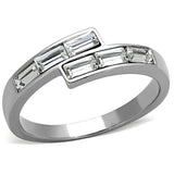 High polished (no plating) Stainless Steel Ring with Top Grade Crystal  in Clear