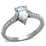 High polished (no plating) Stainless Steel Ring with AAA Grade CZ  in Clear