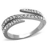 High polished (no plating) Stainless Steel Ring with Top Grade Crystal  in Clear
