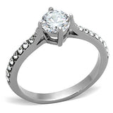 High polished (no plating) Stainless Steel Ring with AAA Grade CZ  in Clear